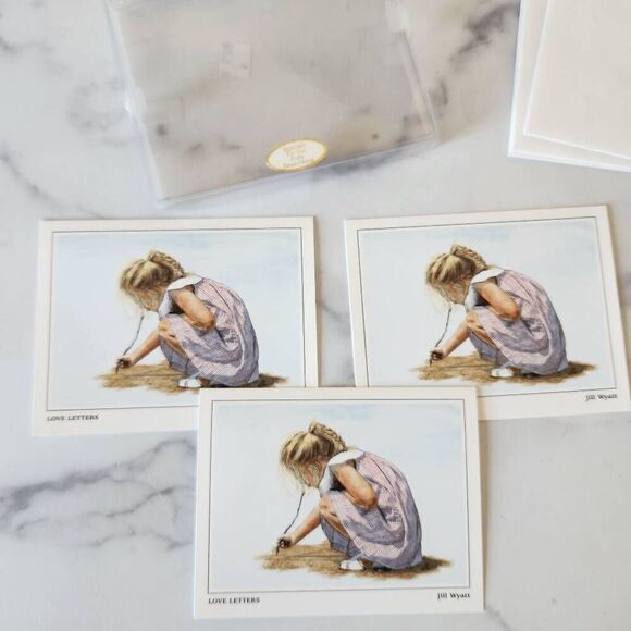 Love Letters Jill Wyatt watercolor print 3 notecards American 90s little blonde - Picture 6 of 6
